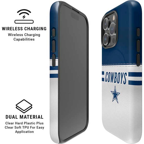 NFL Dallas Cowboys White Striped iPhone 16 Pro Magsafe Impact Case