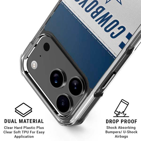 NFL Dallas Cowboys White Striped iPhone 18 Pro Clear Case