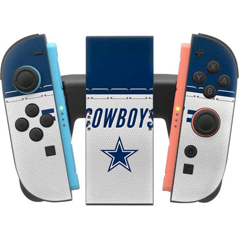 NFL Dallas Cowboys White Striped Nintendo Switch 2 (2025) Joy-Con Controller Skin