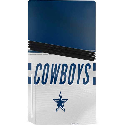 NFL Dallas Cowboys White Striped PS5 Pro Disk Console Skin