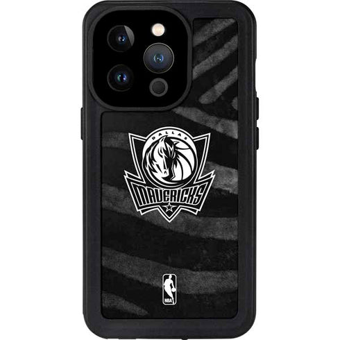 NBA Dallas Mavericks Black Animal Print iPhone 15 Pro Waterproof Case