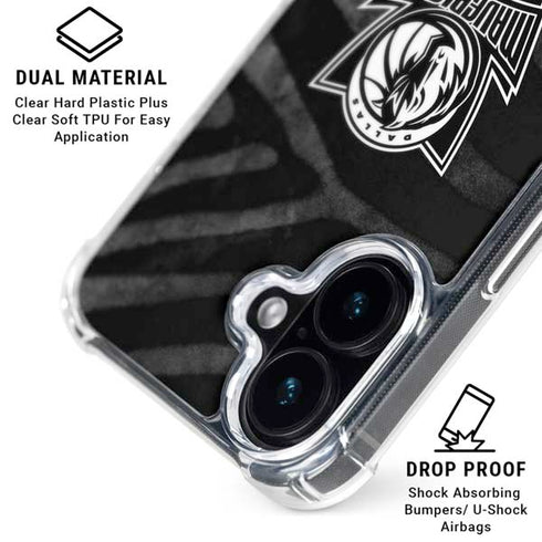 NBA Dallas Mavericks Black Animal Print iPhone 16 Plus Clear Case
