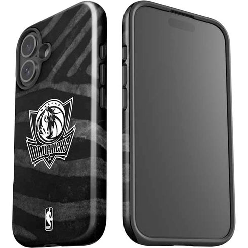 NBA Dallas Mavericks Black Animal Print iPhone 16 Plus Impact Case