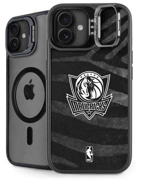 NBA Dallas Mavericks Black Animal Print iPhone 16 Plus Kickstand Case