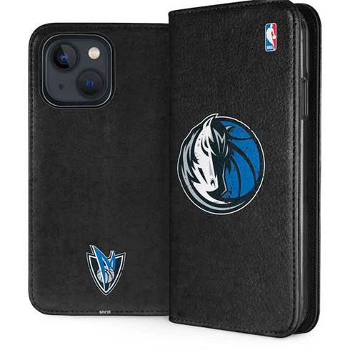 NBA Dallas Mavericks Black Primary Logo iPhone 15 Folio Case