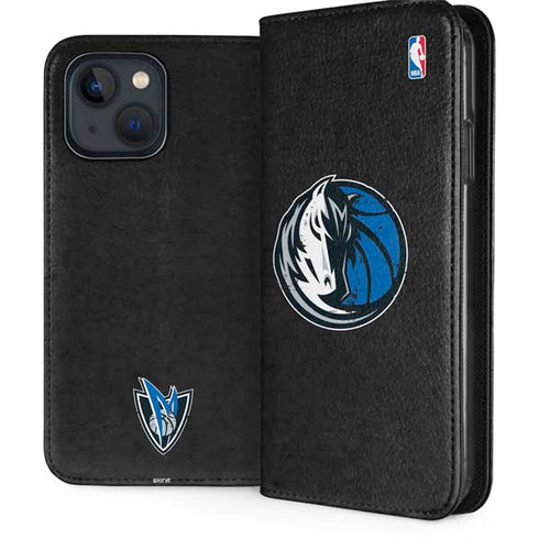 NBA Dallas Mavericks Black Primary Logo iPhone 15 Plus Folio Case