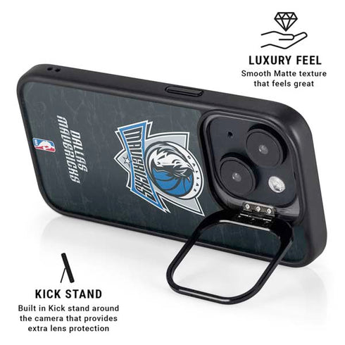NBA Dallas Mavericks Black Primary Logo iPhone 15 Plus Kickstand Case