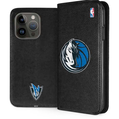 NBA Dallas Mavericks Black Primary Logo iPhone 15 Pro Folio Case