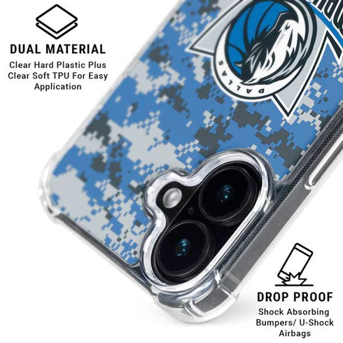 NBA Dallas Mavericks Digi Camo iPhone 16 Plus Clear Case