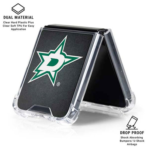 NHL Dallas Stars Black Background Galaxy Z Flip6 Clear Case