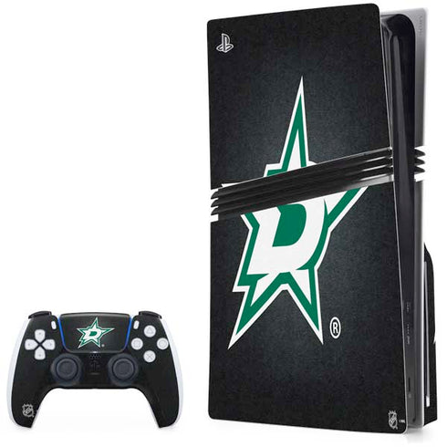 NHL Dallas Stars Black Background PS5 Pro Disk Bundle Skin