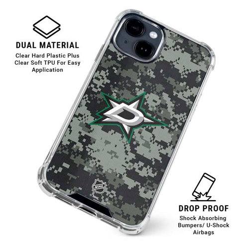 NHL Dallas Stars Camo iPhone 15 Clear Case