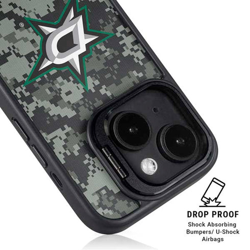 NHL Dallas Stars Camo iPhone 15 Kickstand Case