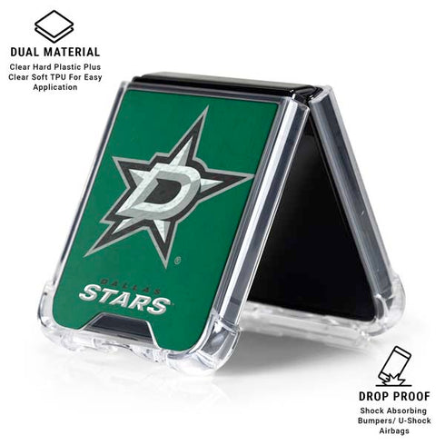NHL Dallas Stars Distressed Galaxy Z Flip6 Clear Case