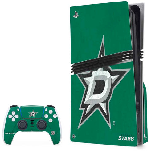 NHL Dallas Stars Distressed PS5 Pro Disk Bundle Skin
