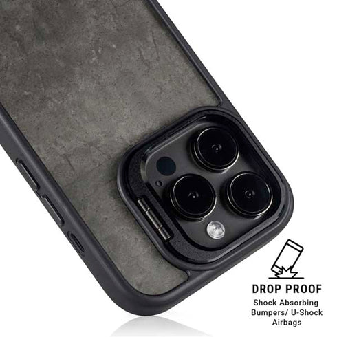 Dark Iron Grey Concrete iPhone 13 Pro Kickstand Case