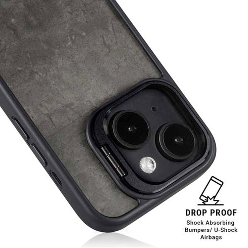 Dark Iron Grey Concrete iPhone 14 Plus Kickstand Case