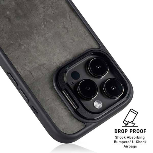 Dark Iron Grey Concrete iPhone 14 Pro Max Kickstand Case