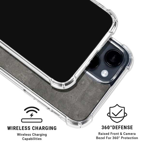 Dark Iron Grey Concrete iPhone 15 Clear Case