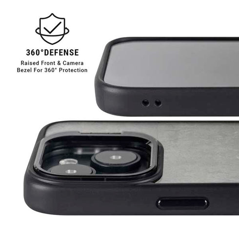 Dark Iron Grey Concrete iPhone 15 Kickstand Case
