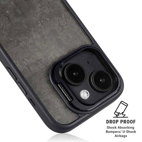 Dark Iron Grey Concrete iPhone 15 Kickstand Case