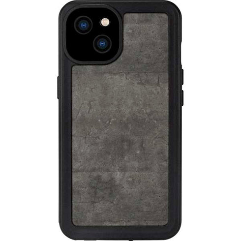 Dark Iron Grey Concrete iPhone 15 Plus Waterproof Case