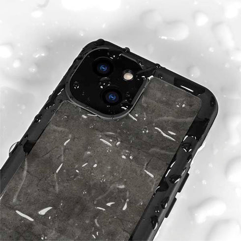 Dark Iron Grey Concrete iPhone 15 Plus Waterproof Case