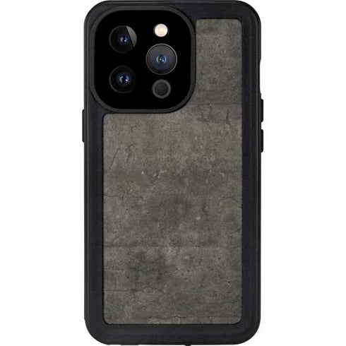 Dark Iron Grey Concrete iPhone 15 Pro Waterproof Case