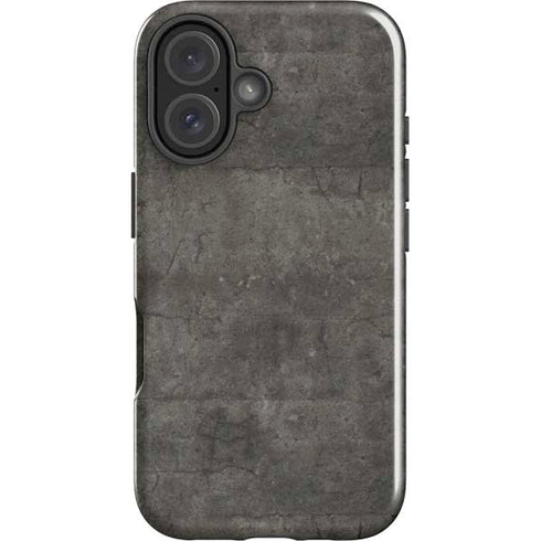 Dark Iron Grey Concrete iPhone 16 Impact Case