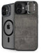 Dark Iron Grey Concrete iPhone 16 Kickstand Case
