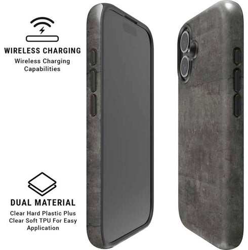 Dark Iron Grey Concrete iPhone 16 Magsafe Impact Case