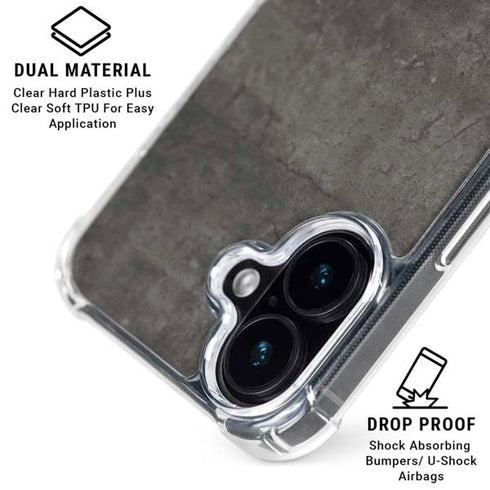 Dark Iron Grey Concrete iPhone 16 Plus Clear Case
