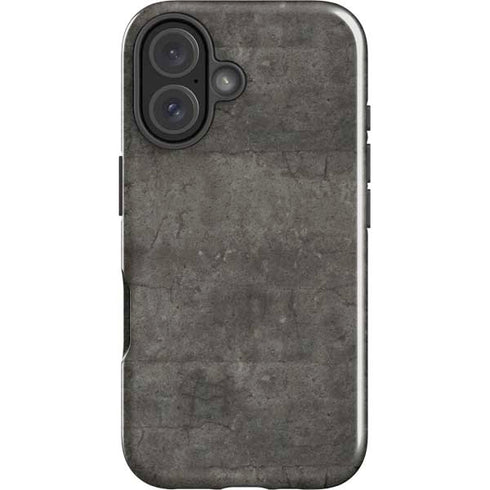 Dark Iron Grey Concrete iPhone 16 Plus Impact Case