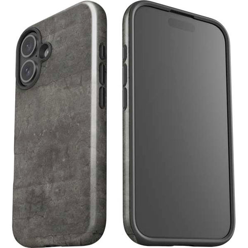 Dark Iron Grey Concrete iPhone 16 Plus Impact Case