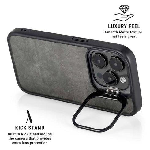 Dark Iron Grey Concrete iPhone 16 Pro Max Kickstand Case