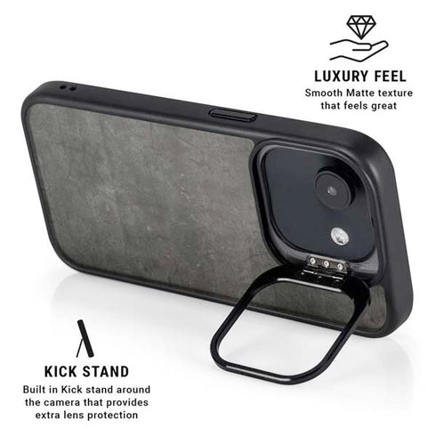 Dark Iron Grey Concrete iPhone 16e Kickstand Case
