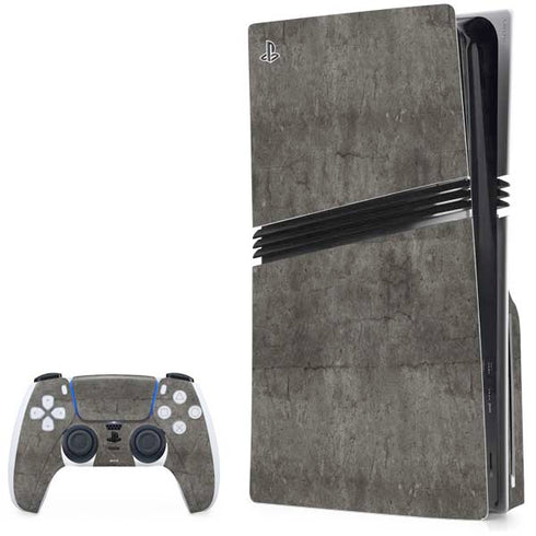 Dark Iron Grey Concrete PS5 Pro Disk Bundle Skin