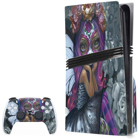 Day of the Dead Gothic Skull Fairy by Jasmine Becket-Griffith PS5 Pro Disk Bundle Skin