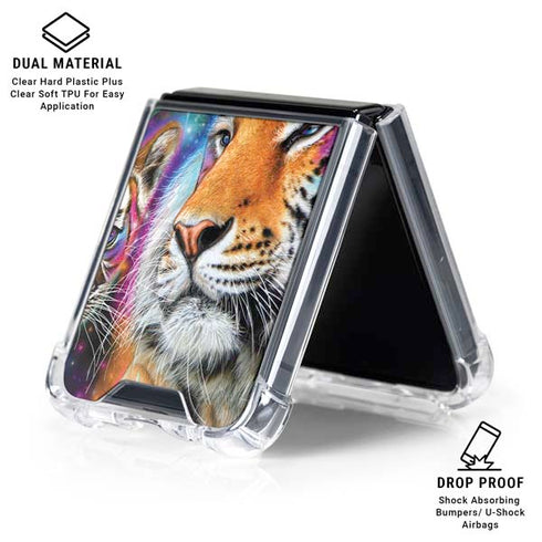 Daydream Galaxy Tigers by Sheena Pike Galaxy Z Flip6 Clear Case
