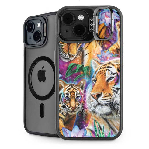 Daydream Galaxy Tigers by Sheena Pike iPhone 15 Kickstand Case