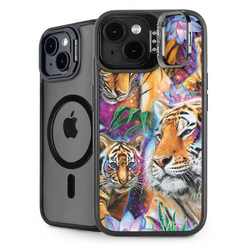 Daydream Galaxy Tigers by Sheena Pike iPhone 15 Plus Kickstand Case