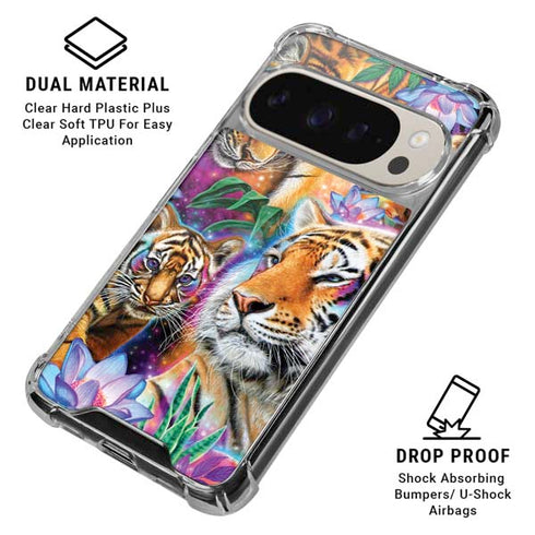 Daydream Galaxy Tigers by Sheena Pike Pixel 9/9 Pro Clear Case