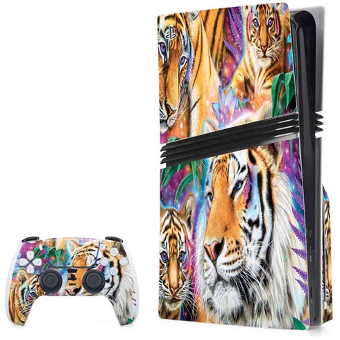 Daydream Galaxy Tigers by Sheena Pike PS5 Pro Disk Bundle Skin