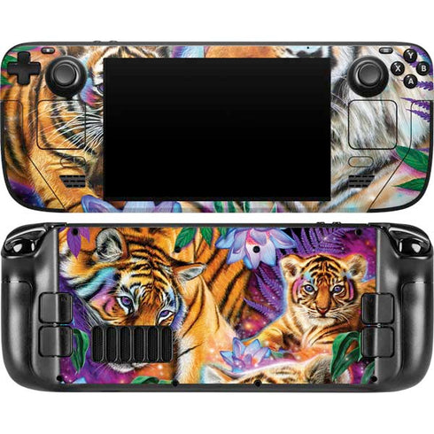 Daydream Galaxy Tigers by Sheena Pike Steam Deck Handheld Gaming Computer OLED Skin