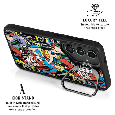 DC Comics Wonder Woman DC Bombshells Characters Pattern Galaxy S25 Kickstand Case