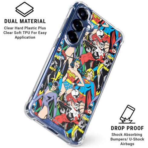 DC Comics Wonder Woman DC Bombshells Characters Pattern Galaxy S25 Clear Case