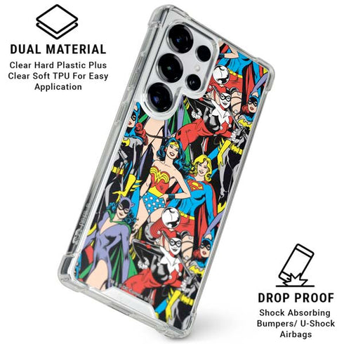 DC Comics Wonder Woman DC Bombshells Characters Pattern Galaxy S25 Ultra Clear Case