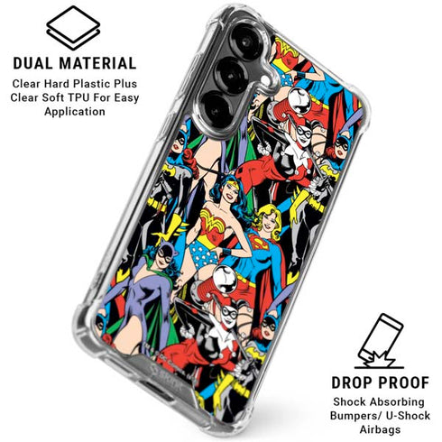 DC Comics Wonder Woman DC Bombshells Characters Pattern Galaxy S26 Plus Clear Case