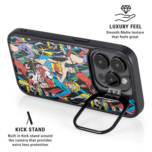 DC Comics Wonder Woman DC Bombshells Characters Pattern iPhone 13 Pro Kickstand Case