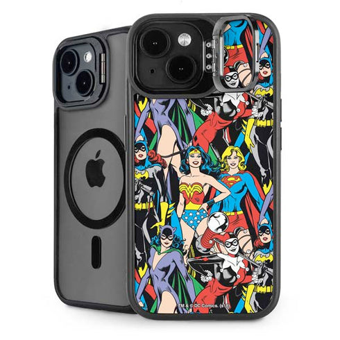 DC Comics Wonder Woman DC Bombshells Characters Pattern iPhone 14 Plus Kickstand Case
